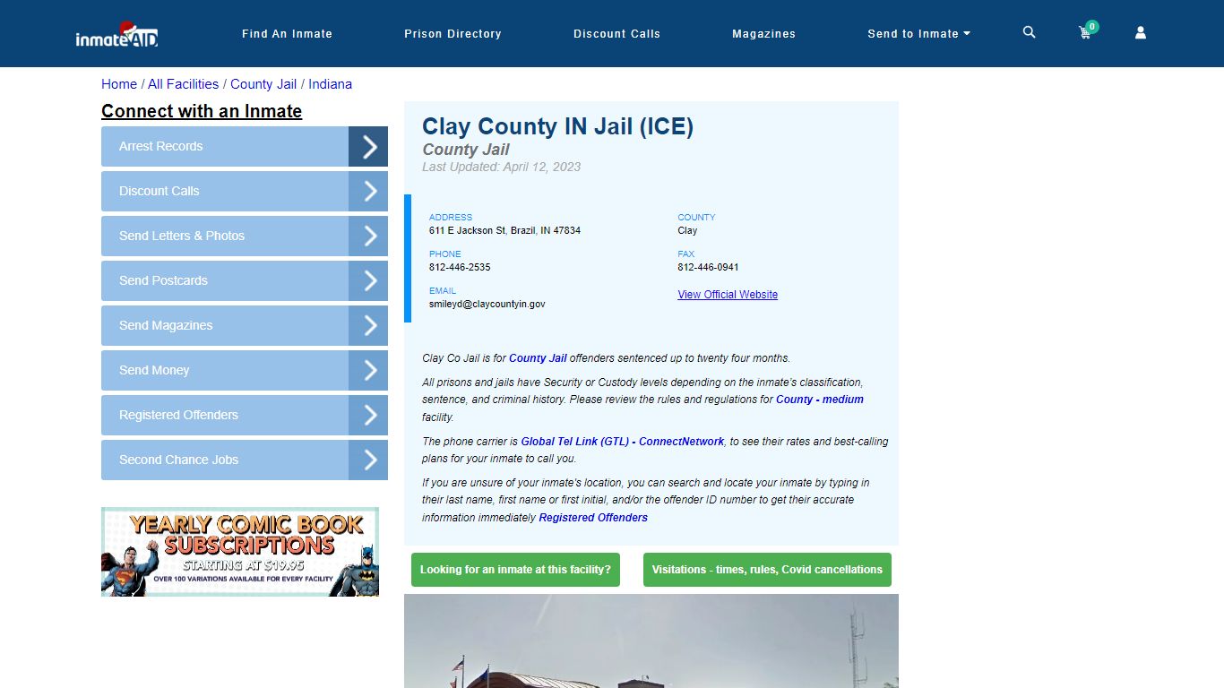 Clay County IN Jail (ICE) - Inmate Locator - Brazil, IN